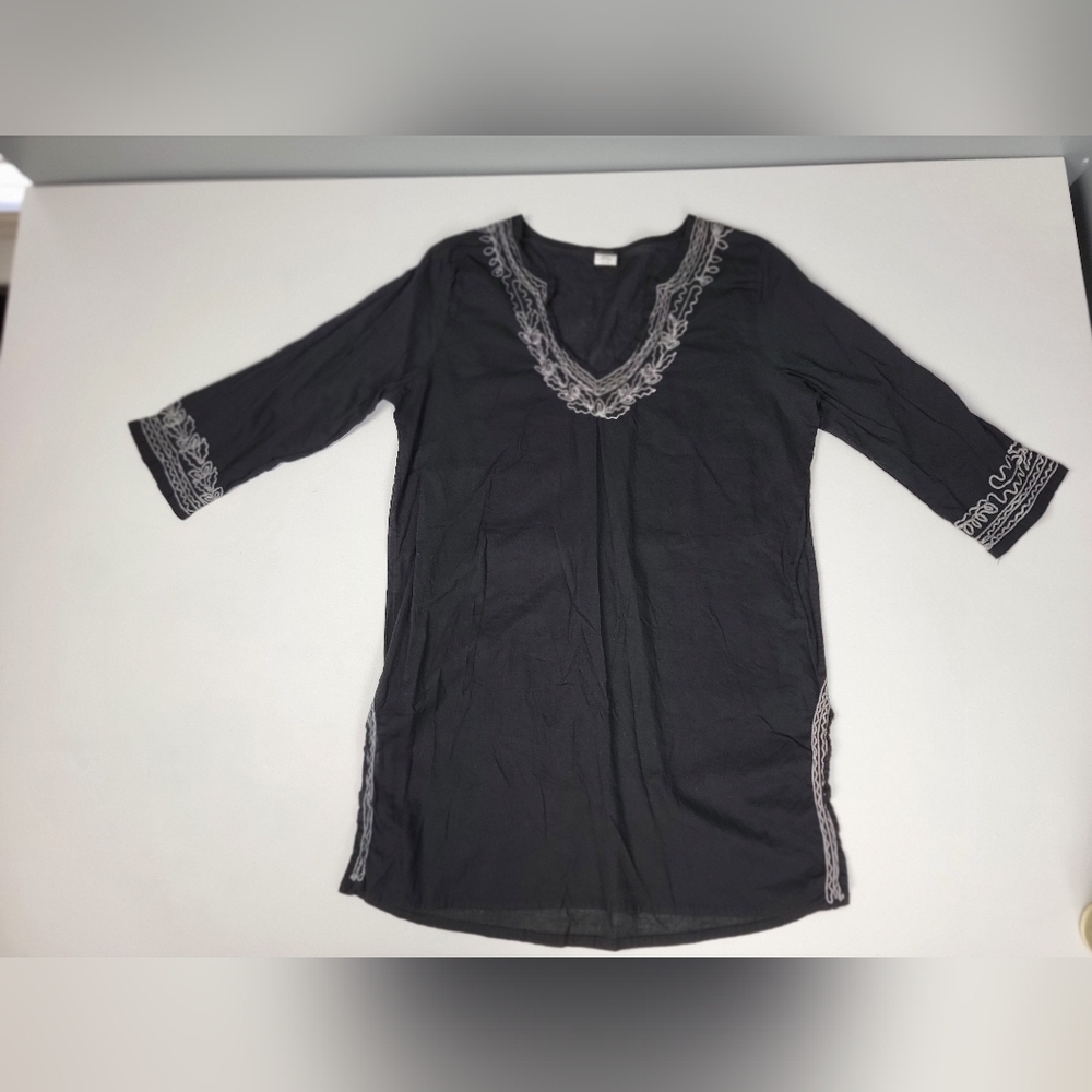 Emanuel Geraldo sz M/L Tunic Coverup India embroidered